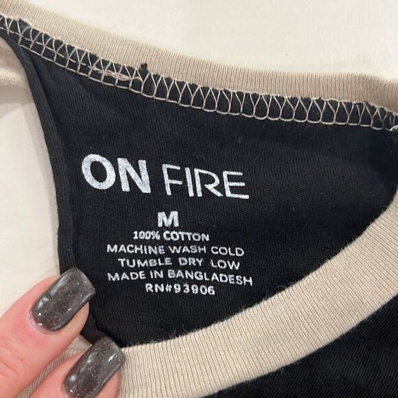 On Fire tan and black Los Angeles West Coast top M - Picture 6 of 10